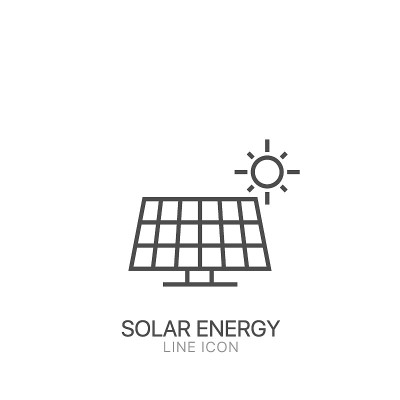 太阳能轮廓简单的矢量图标。可编辑的中风