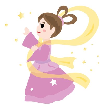 七夕之夜，织女星挥着手。