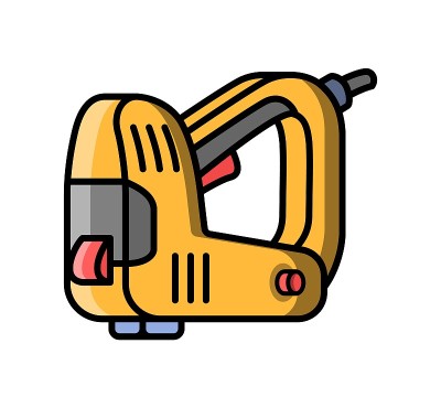订书机施工电动工具。订书机的平面样式图标。