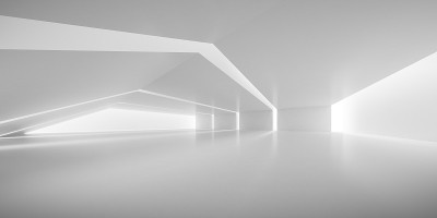 抽象的建筑空间，室内用混凝土墙。3 d渲染。