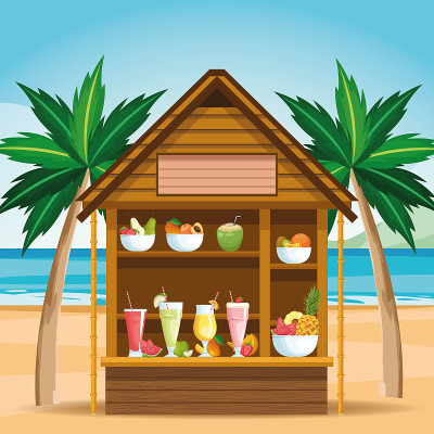 冰沙和水果碗海滩商店