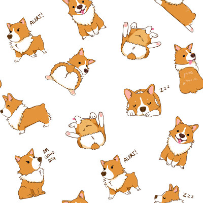 Vector seamless Corgi Illustration pattern