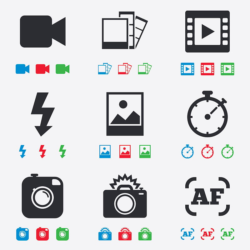 照片、视频图标。相机、照片和相框