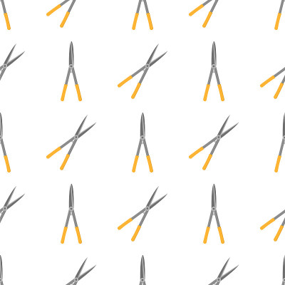 Seamless pattern with cartoon gardening scissors o