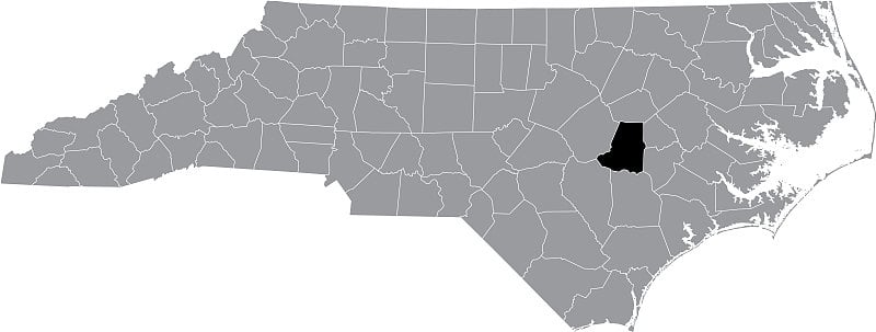 美国北卡罗来纳州韦恩县的位置地图