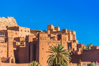 这是位于摩洛哥的堡垒城市Ait-Ben-Haddou。为文本复制空间。