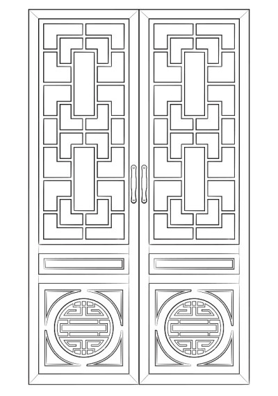 中国古典门画-黑白插图