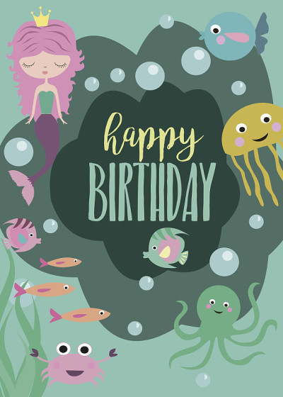 美人鱼生日卡片