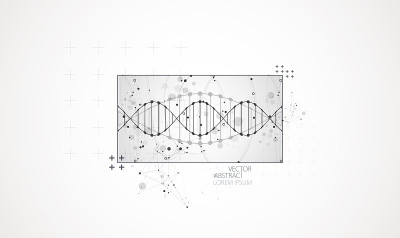 艺术科学模板，壁纸或带有DNA分子的横幅。