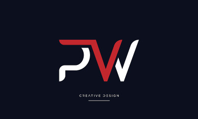 PW, WP字母字母抽象图标标志矢量组合