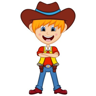 Cowboy stood with folded arms cartoon vector illus