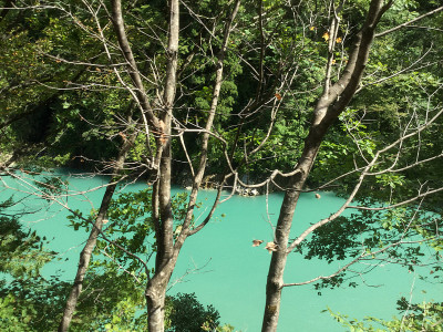 Kurobe峡谷Kurobe河沿岸的风景