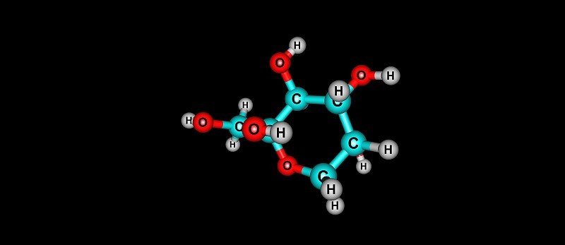 - d -果糖吡喃糖分子结构在黑色上分离