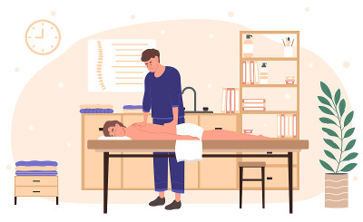 按摩师给一个年轻人按摩