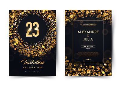 23rd years birthday vector black paper luxury invi