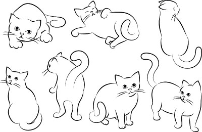 线条艺术猫画
