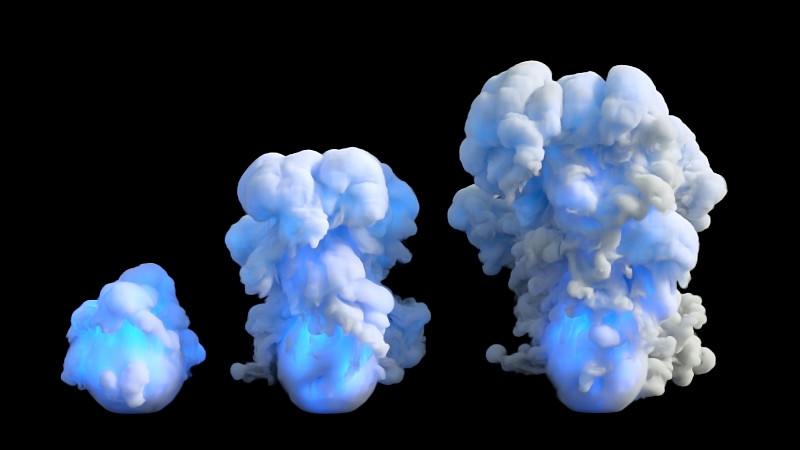 美丽的爆炸伴随着烟雾和火焰。3d渲染，3d渲染。