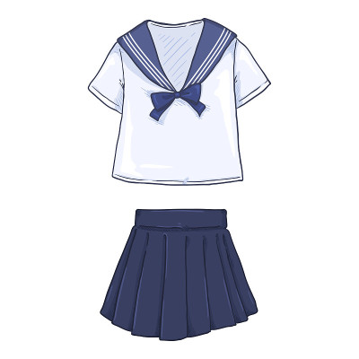 矢量卡通日本女子学校制服