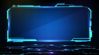 抽象未来的蓝色发光技术科幻框架hud UI背景