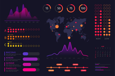 Infographic dashboard template. Data screen with c