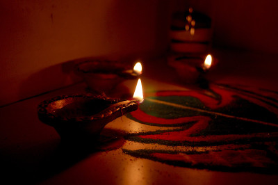 Diya，排灯节，印度，节日-股票形象