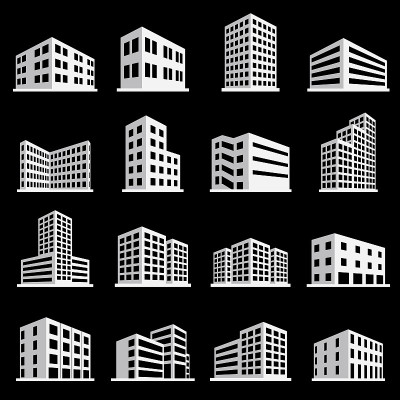 建筑物图标和办公室图标集