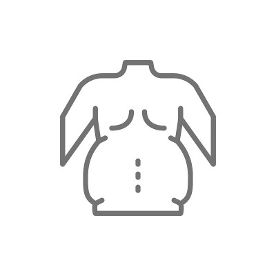 厚边，肥胖，肥胖，腹部线条图标。