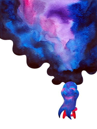 悲伤悲伤情感情感过度思考人人水彩画设计插画
