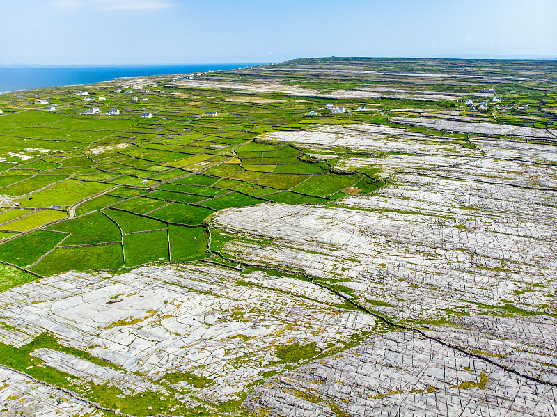 鸟瞰图Inishmore或Inis Mor，最大的阿伦群岛在戈尔韦湾，爱尔兰。