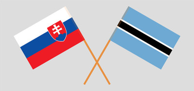 Crossed flags of Botswana and Slovakia