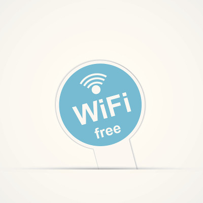 纸标签。自由贸易区wi - fi。孤立的插图