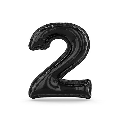 黑色数字2，充气气球隔离。3 d