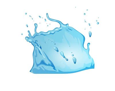 水飞溅卡通矢量插图。