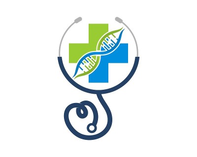 带有医学交叉和DNA符号的听诊器