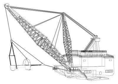 Dragline walking excavator. Vector