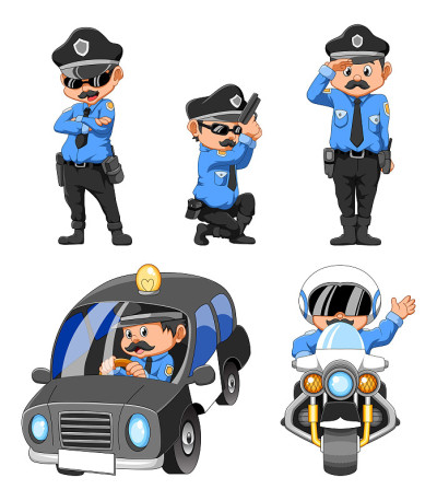职业警察服装的集合