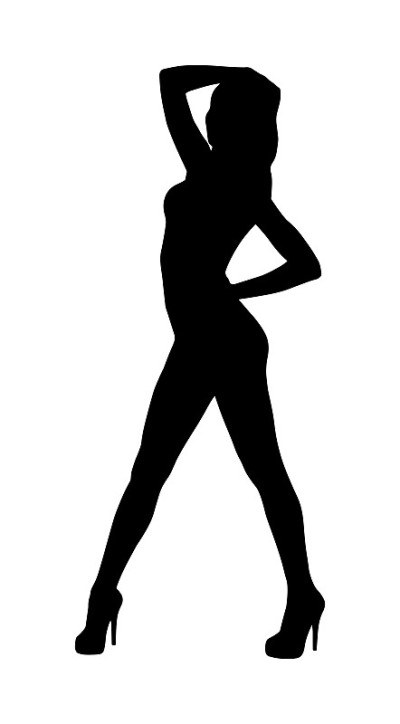 向量性感的女人剪影在高跟鞋孤立的白色背景
