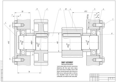 technical drawing construction draft with a frame 
