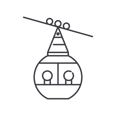 Cable car icon, linear isolated illustration, thin