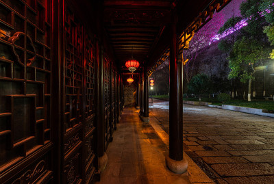 南京孔庙古建筑夜景