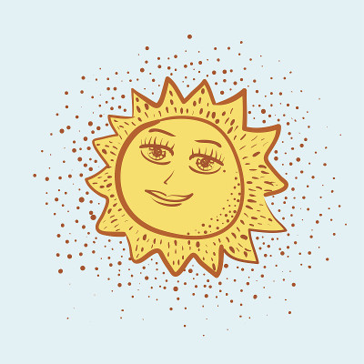 微笑的太阳卡通插图