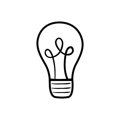 发光的灯泡草图。灯泡涂鸦图标。手绘线插图。创意观念