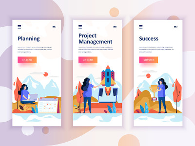 Set of onboarding screens user interface kit for P