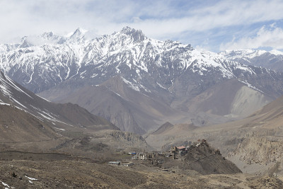 贡巴或寺庙在Jharkot, Mustang区，尼泊尔