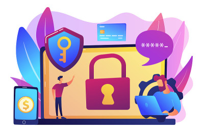 网络安全软件概念矢量插图。