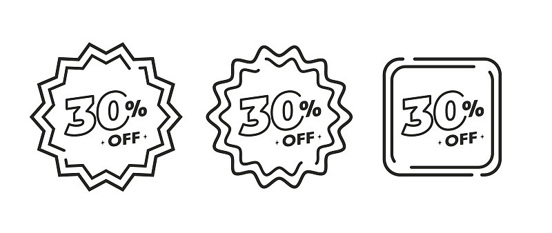标签图标与30%的折扣