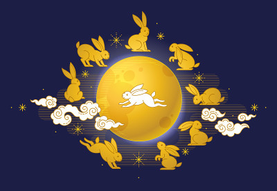 矢量贺卡与中秋节插图