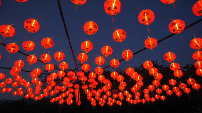 灯笼在亚洲夜灯