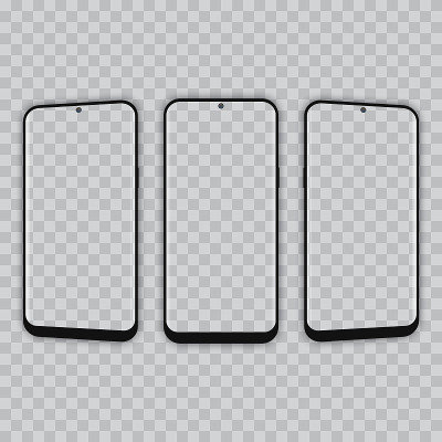 Realistic smartphone with transparent screen diffe