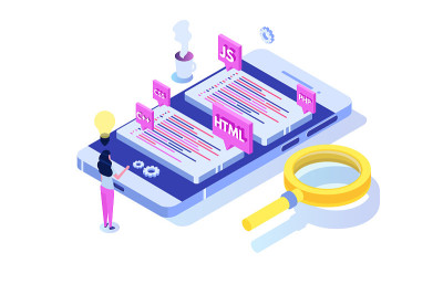 Programming Software or app development isometric 